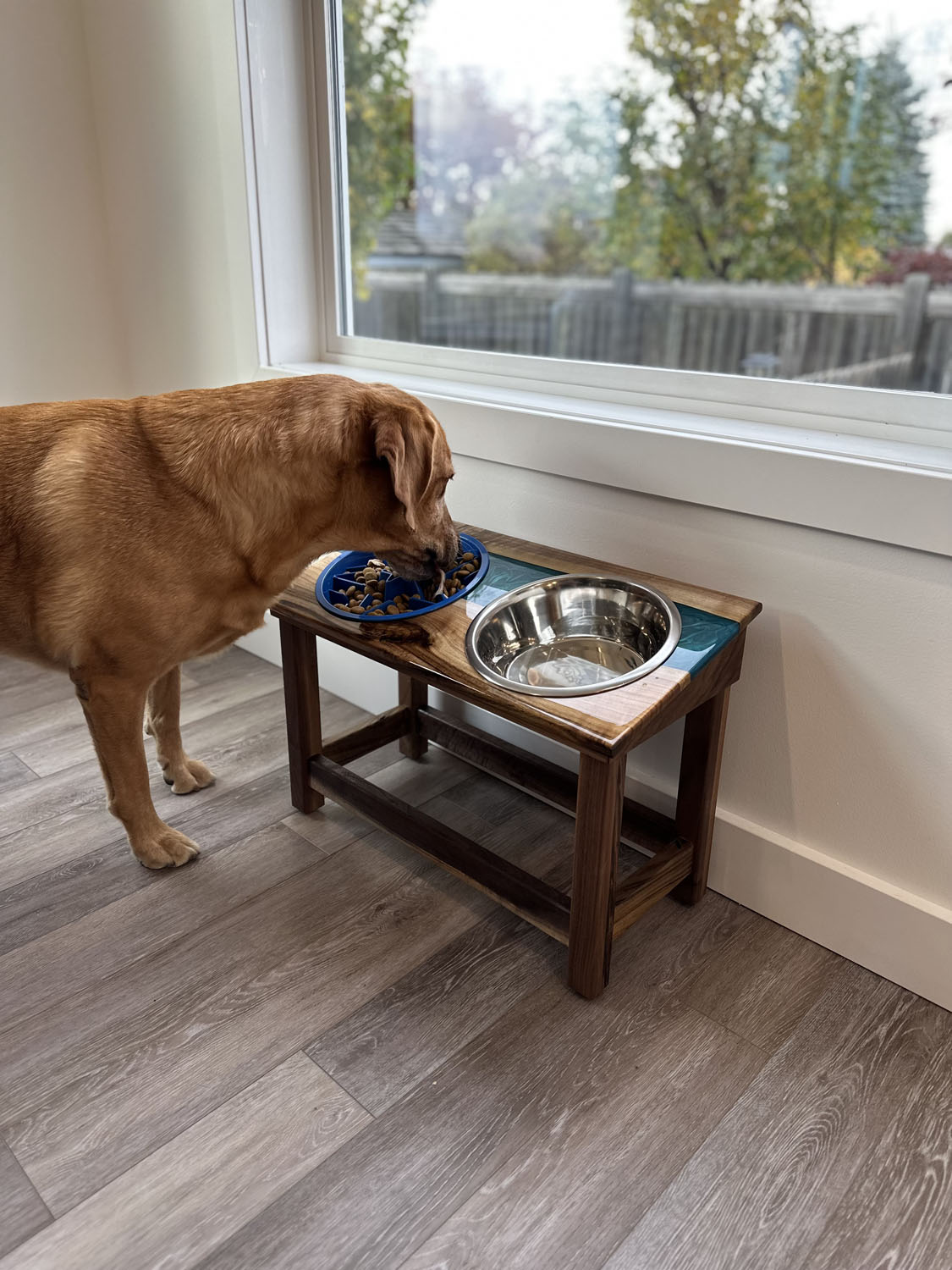 Custom Epoxy Pet Feeding Table